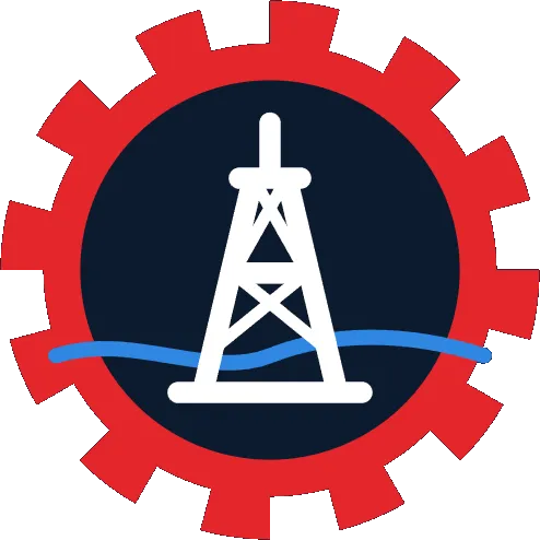 Emblema de Farfar C.A.: engranaje con torre de perforación